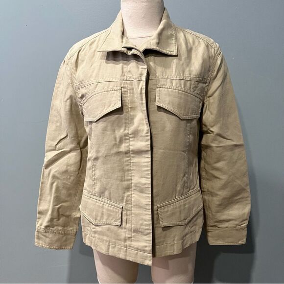 REISS Eden Khaki Green Cotton-Blend Utility Jacket Size 2 - Picture 5 of 13